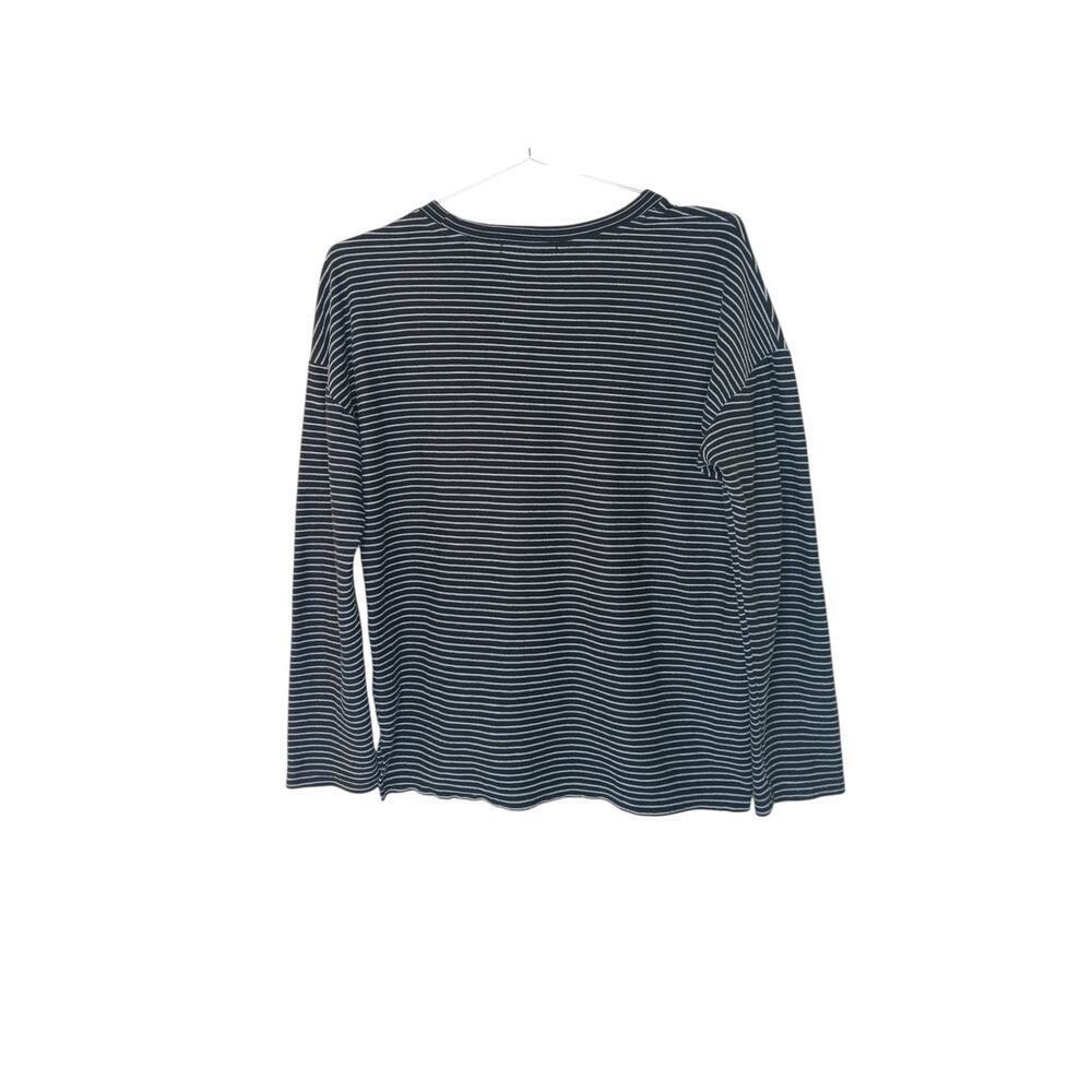 Marine Layer Womens Small Black White Stripe Long Sleeve Shirt Top Made in USA - Picture 3 of 11